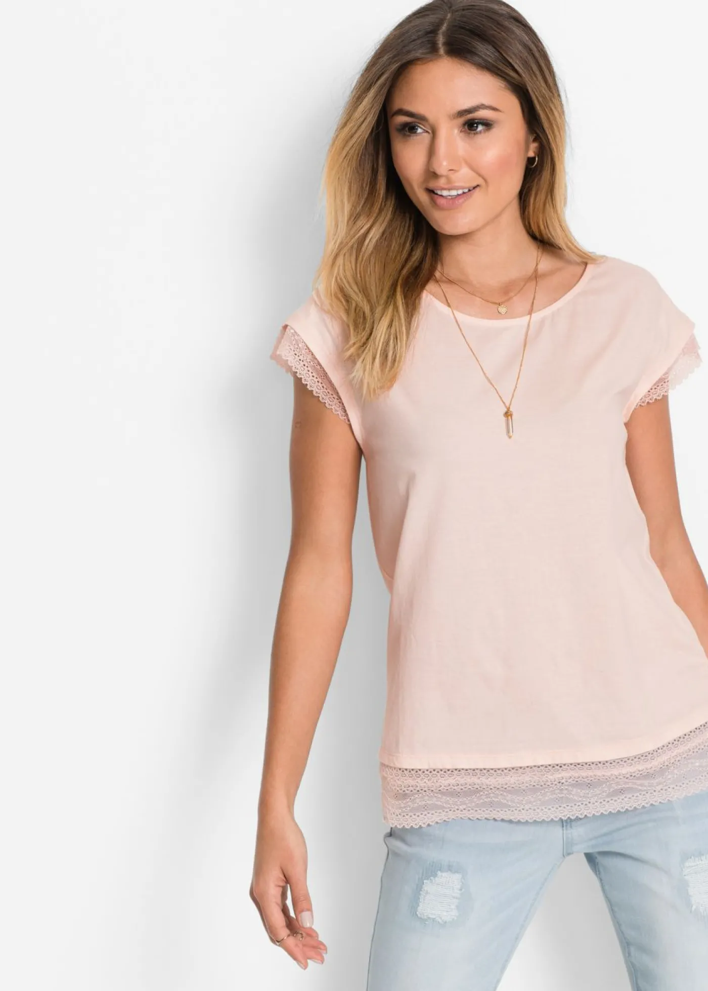bonprix bonprix Camiseta tipo boxy de algodón Rosa