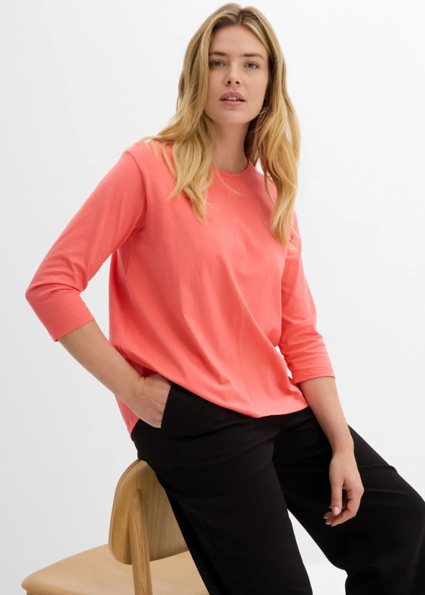 bonprix bonprix Camiseta tipo boxy de algodón orgánico Salmón claro Online