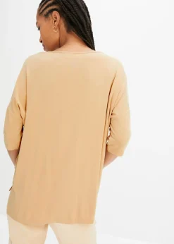 bonprix bonprix Camiseta tipo boxy de mezcla de viscosa suave Café con leche Best