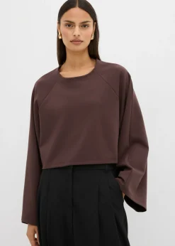 bonprix bonprix Camiseta tipo capa de manga larga Marrón oscuro Online