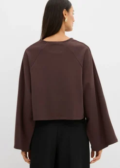 bonprix bonprix Camiseta tipo capa de manga larga Marrón oscuro Online