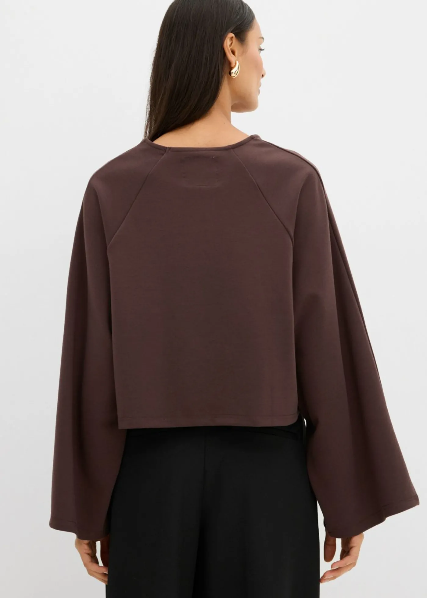 bonprix bonprix Camiseta tipo capa de manga larga Marrón oscuro Online