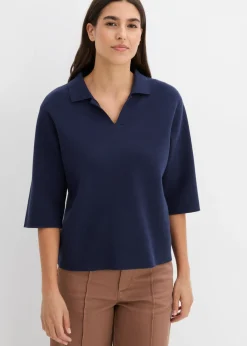 bonprix bonprix Camiseta tipo polo de punto Azul marino Online