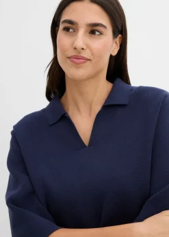 bonprix bonprix Camiseta tipo polo de punto Azul marino Online