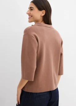 bonprix bonprix Camiseta tipo polo de punto Marrón castaño Best