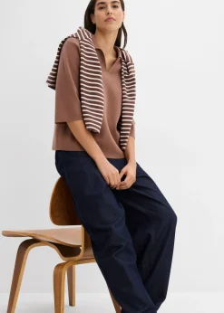 bonprix bonprix Camiseta tipo polo de punto Marrón castaño Best