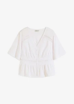 bonprix bonprix Camiseta tipo túnica con encaje Blanco New