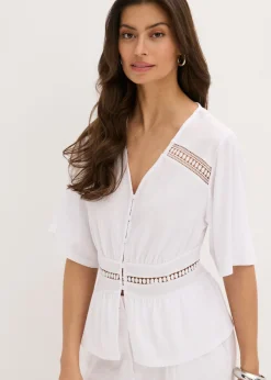 bonprix bonprix Camiseta tipo túnica con encaje Blanco New