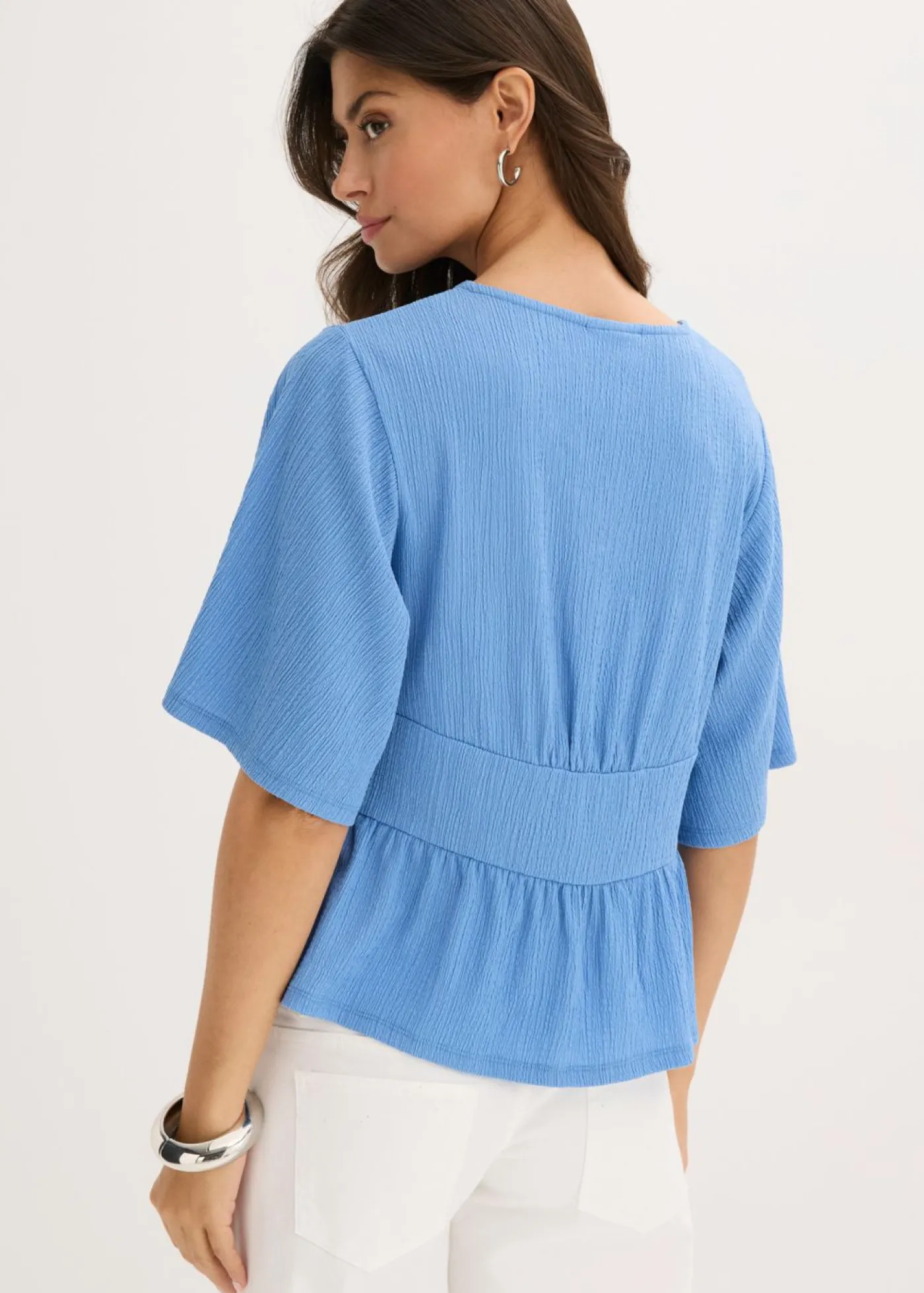 bonprix bonprix Camiseta tipo túnica con encaje azul provenzal Discount