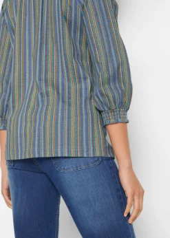 bonprix bonprix Camiseta tipo túnica con mangas 3/4 y estampado de rayas Azul añil de rayas Discount