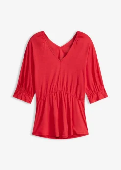 bonprix bonprix Camiseta tipo túnica en mezcla de viscosa fresa Hot