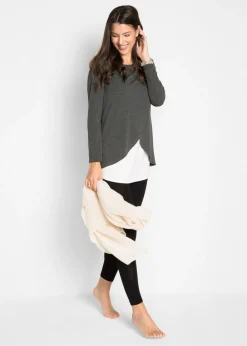 bonprix bonprix Camiseta y pantalón (2 piezas) negro / blanco / pizarra moteada Best