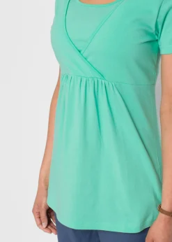 bonprix bonprix Camisetas premamá y de lactancia 2 en 1 (2 unidades) Azul marino + mentol Hot