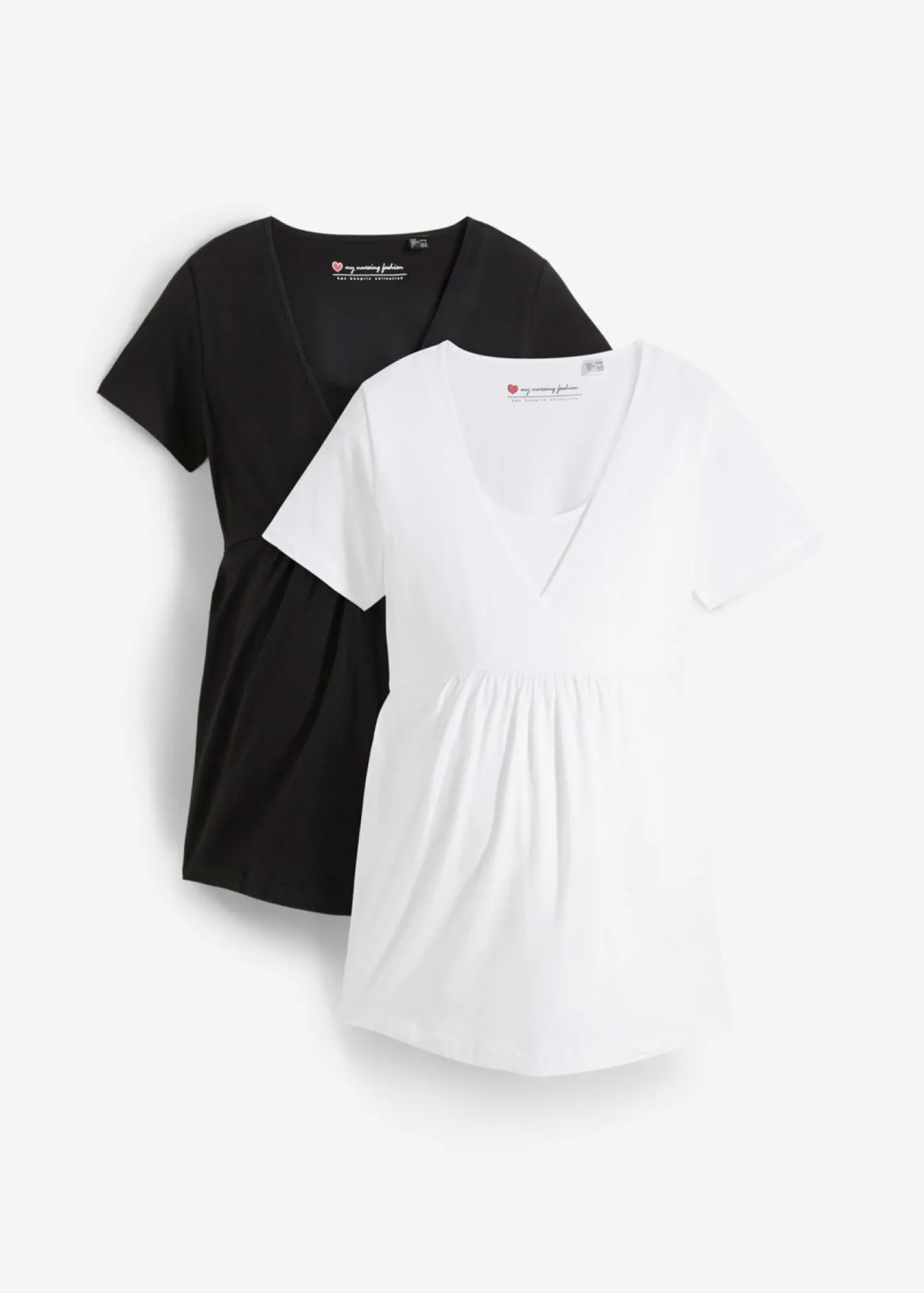 bonprix bonprix Camisetas premamá y de lactancia 2 en 1 (2 unidades) Negro-blanco Clearance