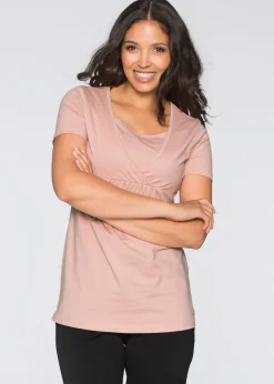 bonprix bonprix Camisetas premamá y de lactancia 2 en 1 (2 unidades) Rosa vintage + gris jaspeado