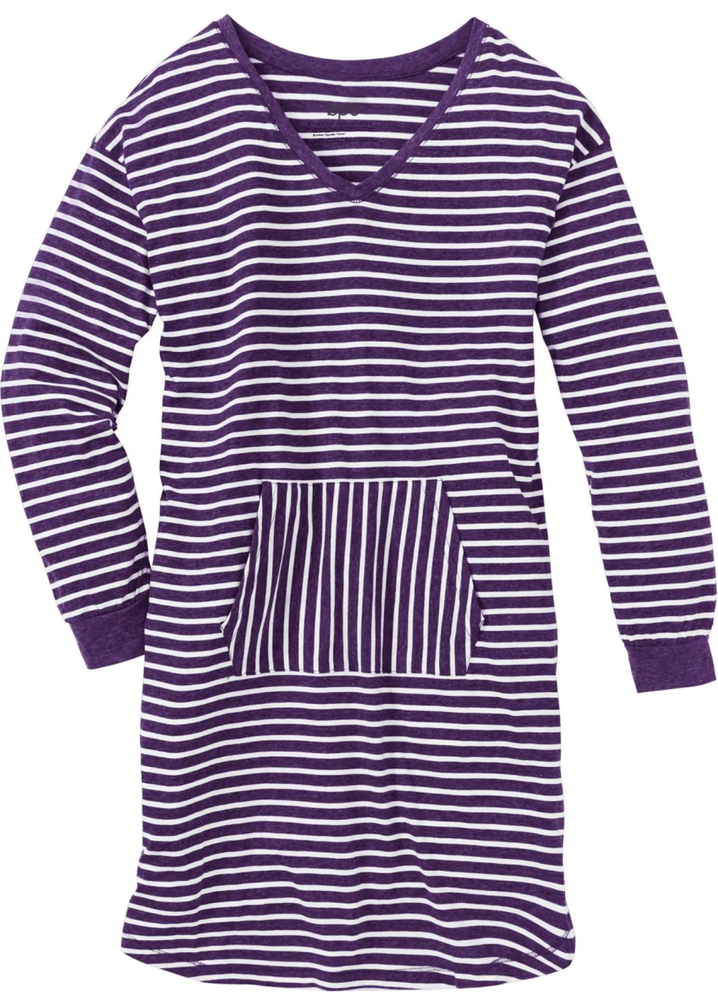 bonprix bonprix Camisón con algodón orgánico Lila jaspeado/blanco lana de rayas Hot