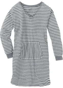 bonprix bonprix Camisón con algodón orgánico Gris jaspeado-blanco lana de rayas Outlet