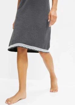 bonprix bonprix Camisón con botones y encaje suave Antracita jaspeado-blanco lana Best