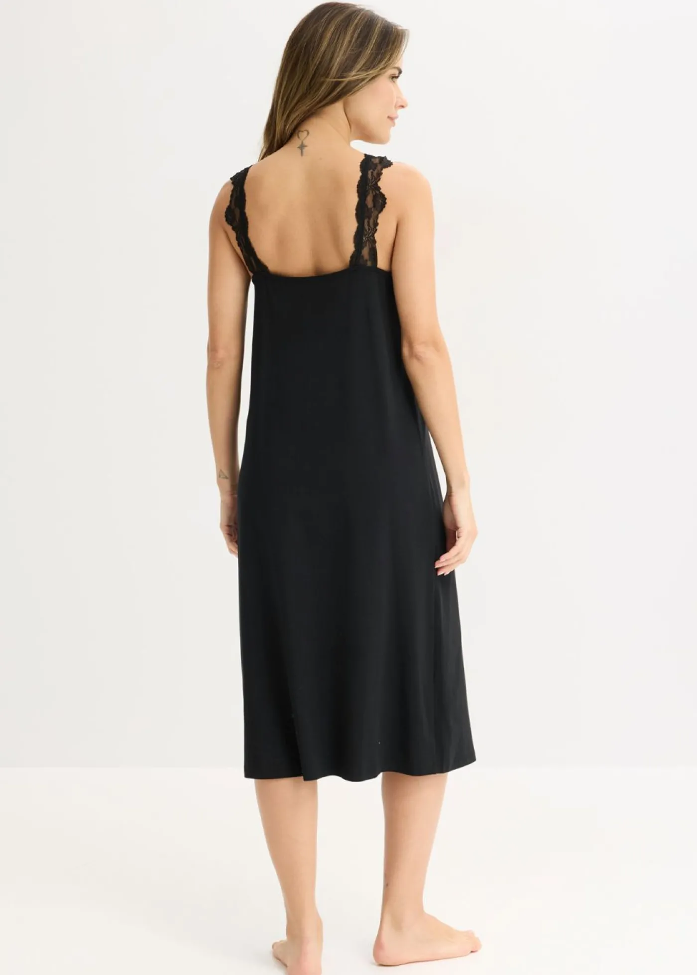 bonprix bonprix Camisón con encaje Negro Clearance