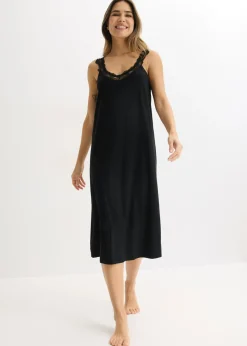bonprix bonprix Camisón con encaje Negro Clearance