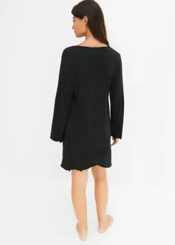 bonprix bonprix Camisón con encaje delicado Negro