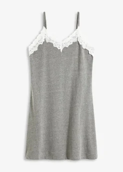 bonprix bonprix Camisón con tirantes finos Gris jaspeado New
