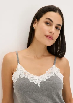 bonprix bonprix Camisón con tirantes finos Gris jaspeado New