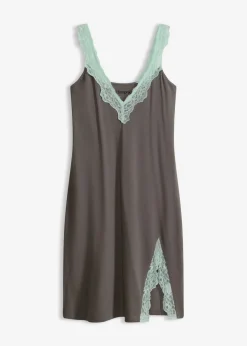 bonprix bonprix Camisón con viscosa y encaje Menta claro Outlet