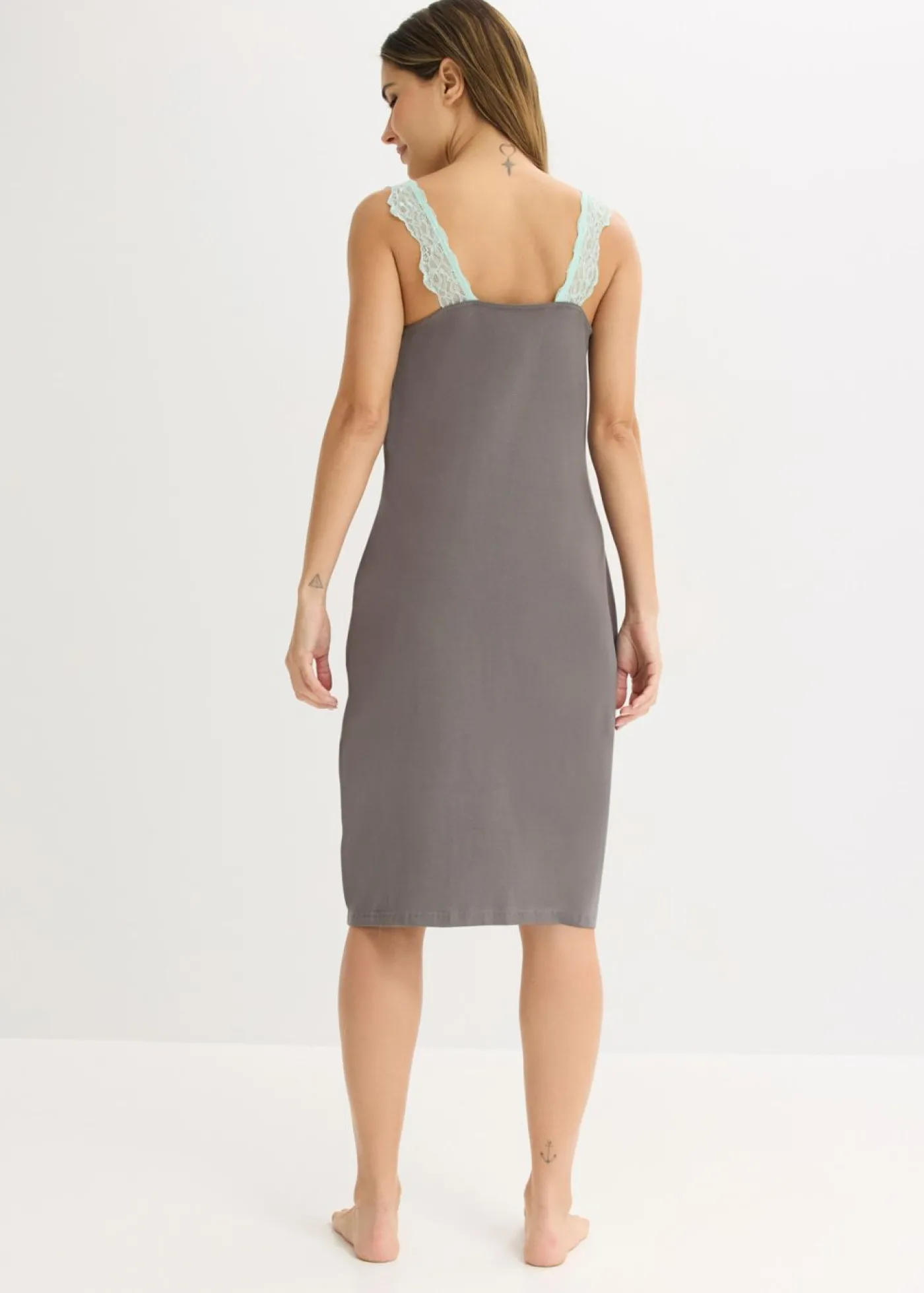 bonprix bonprix Camisón con viscosa y encaje Menta claro Outlet