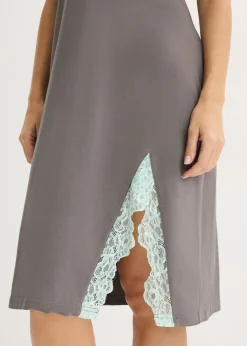 bonprix bonprix Camisón con viscosa y encaje Menta claro Outlet
