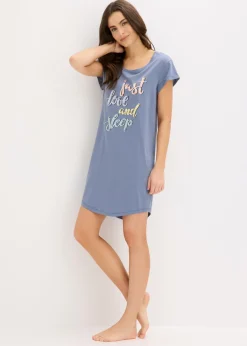 bonprix bonprix Camisón corto Azul ahumado estampado Sale