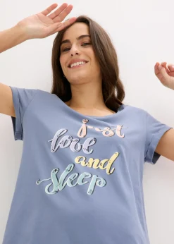 bonprix bonprix Camisón corto Azul ahumado estampado Sale