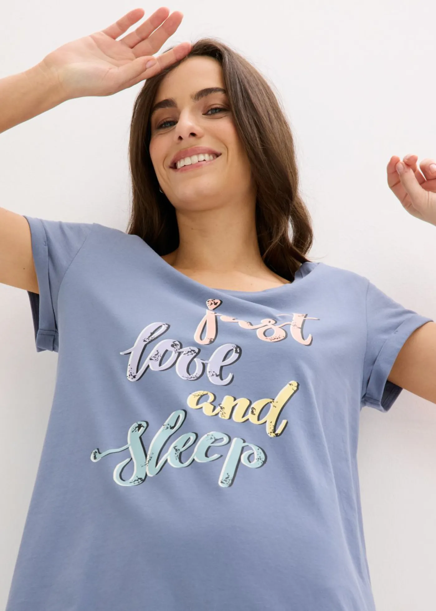 bonprix bonprix Camisón corto Azul ahumado estampado Sale