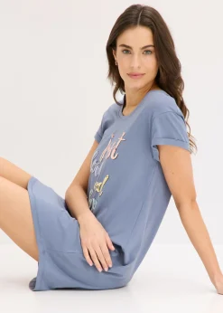 bonprix bonprix Camisón corto Azul ahumado estampado Sale