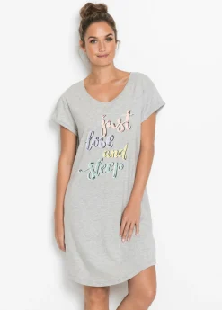 bonprix bonprix Camisón corto Gris claro jaspeado estampado Outlet