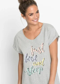 bonprix bonprix Camisón corto Gris claro jaspeado estampado Outlet