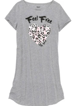 bonprix bonprix Camisón corto gris jaspeado/rosa empolvado estampado
