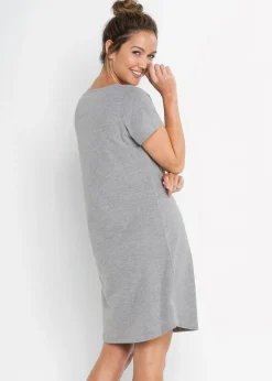 bonprix bonprix Camisón corto gris jaspeado/rosa empolvado estampado