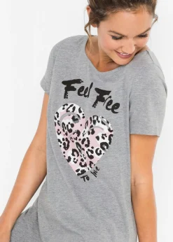 bonprix bonprix Camisón corto gris jaspeado/rosa empolvado estampado