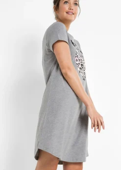 bonprix bonprix Camisón corto gris jaspeado/rosa empolvado estampado