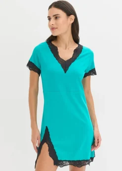 bonprix bonprix Camisón corto con un encaje delicado Esmeralda Outlet