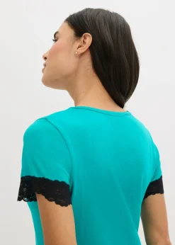 bonprix bonprix Camisón corto con un encaje delicado Esmeralda Outlet
