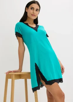 bonprix bonprix Camisón corto con un encaje delicado Esmeralda Outlet