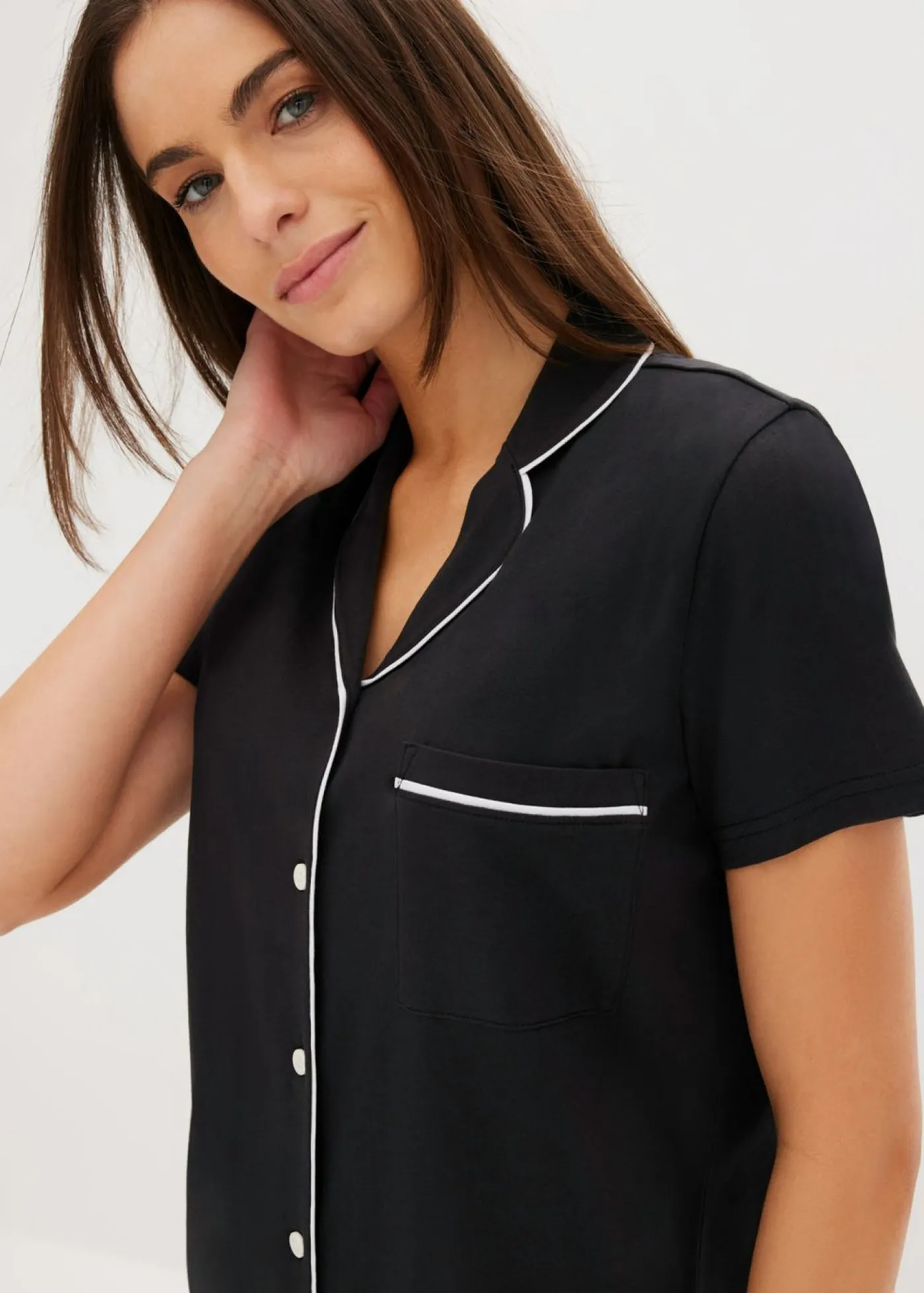 bonprix bonprix Camisón corto de algodón orgánico puro Gris claro jaspeado Discount