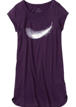 bonprix bonprix Camisón corto de algodón orgánico puro Lila oscuro estampado Hot