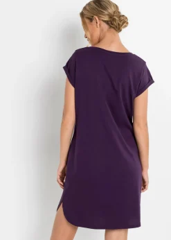 bonprix bonprix Camisón corto de algodón orgánico puro Lila oscuro estampado Hot