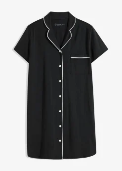 bonprix bonprix Camisón corto de algodón orgánico puro Negro-blanco Best