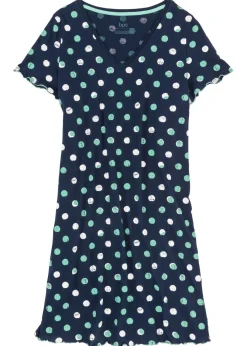 bonprix bonprix Camisón corto de algodón orgánico Azul marino de lunares Sale