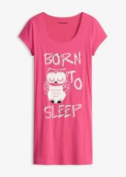 bonprix bonprix Camisón corto de algodón orgánico puro Pink lady/estampado de búhos Outlet