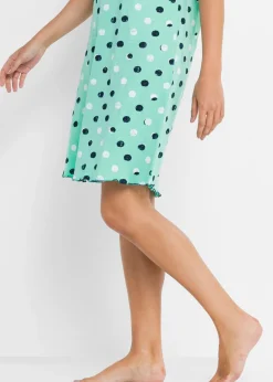 bonprix bonprix Camisón corto de algodón orgánico Azul mentol de lunares Hot
